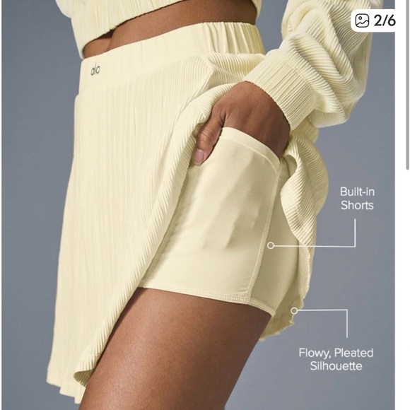 Alo Micro Plisse Tennis Skirt Limited Edition Lemon Ice Color sz S - Picture 13 of 14